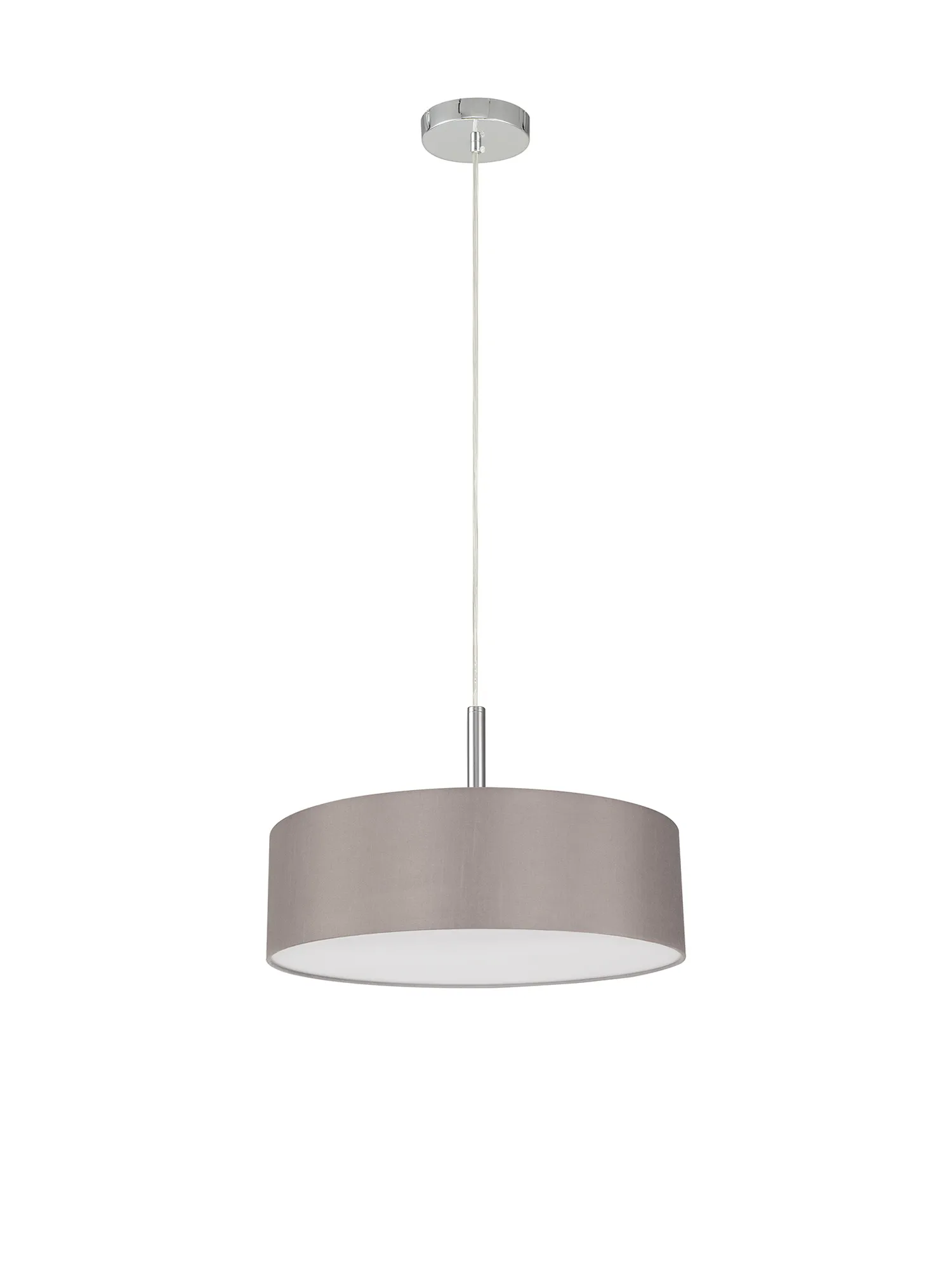 Baymont 45cm 3 Light Pendant Polished Chrome, Grey/White DK0690  Deco Baymont CH GR